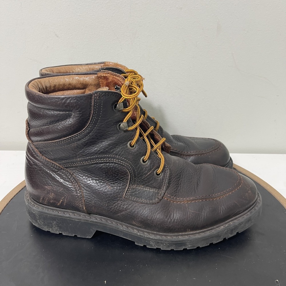 Aerosoles Boots Men Size 8 Leather Made Italy Lace Up Rugged Brown Work Shoes